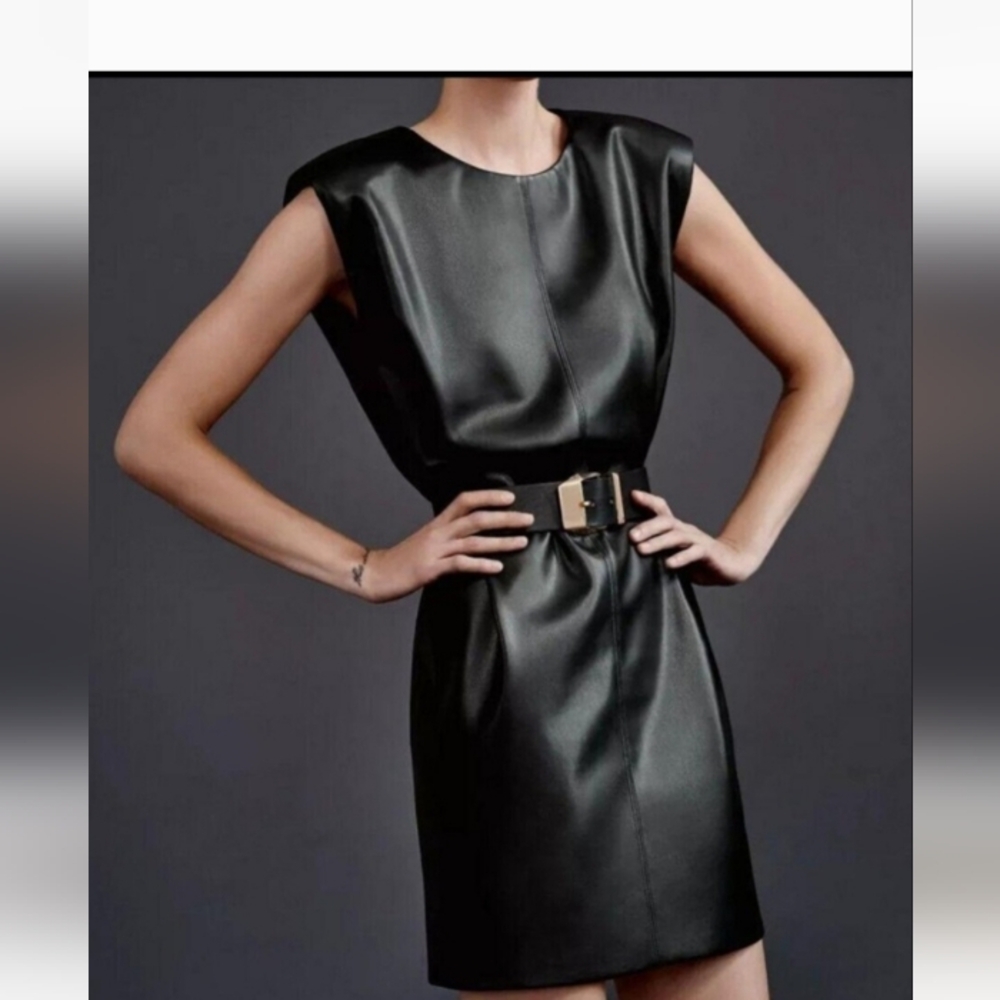 Zara faux leather mini dress